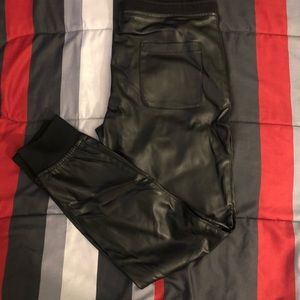 LEATHER SWEAT PANTS